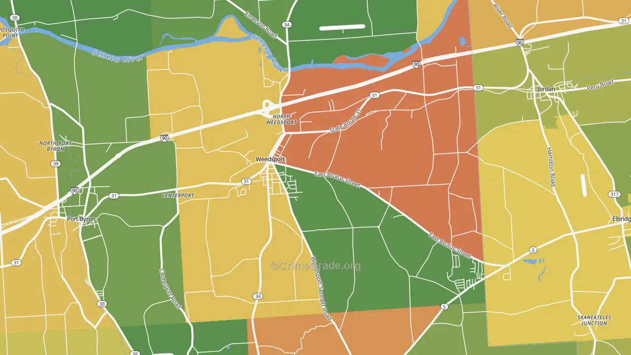 Weedsport, NY Map of Theft Rates