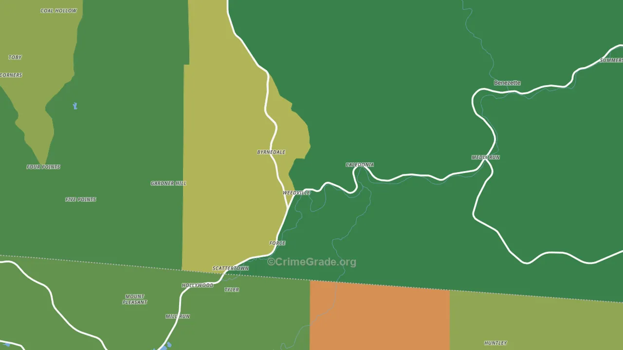 Weedville, PA Map of Theft Rates