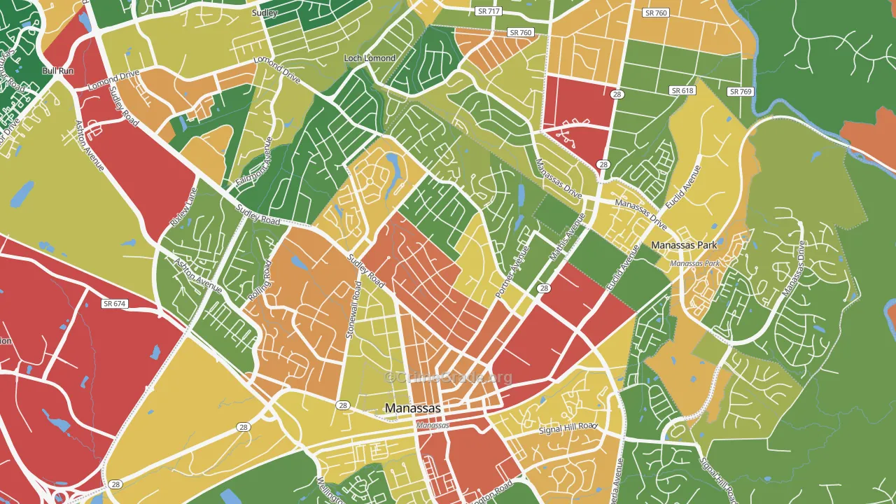 Weems, Manassas, VA Map of Theft Rates