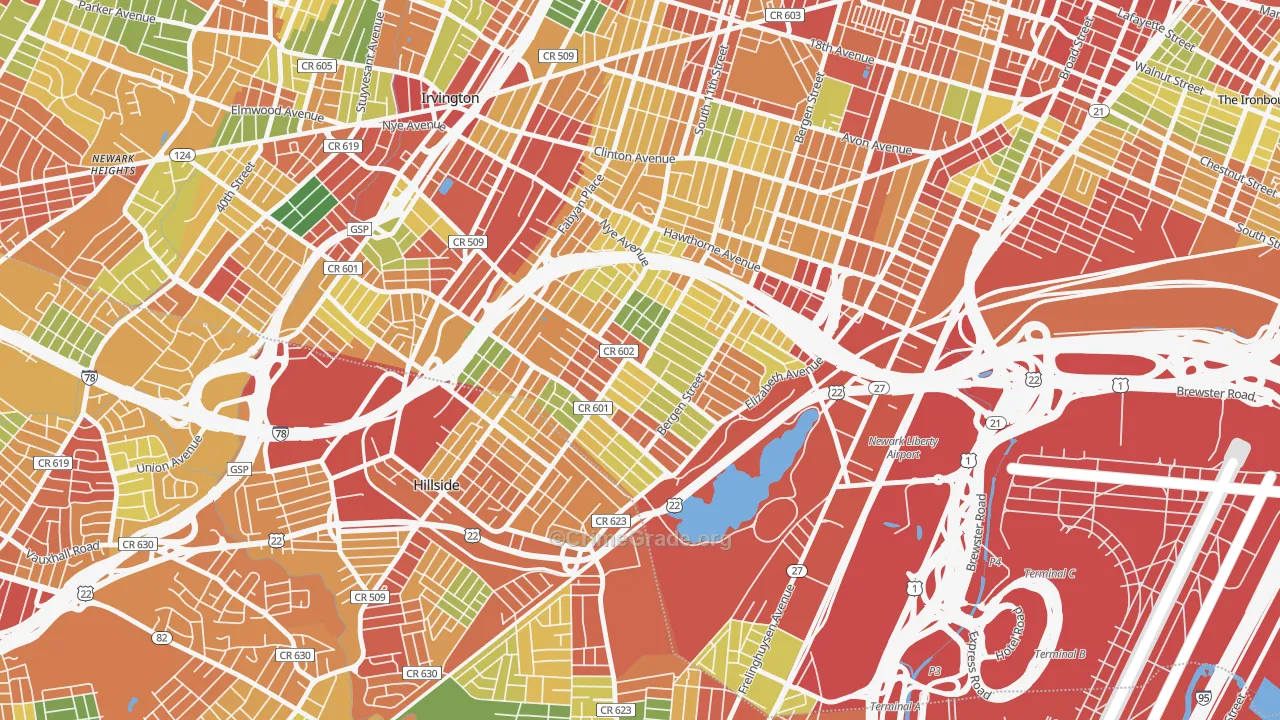 Weequahic, Newark, NJ Map of Theft Rates