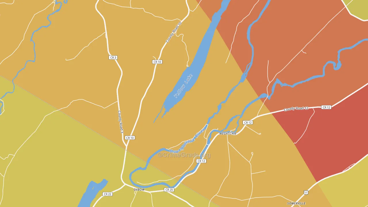 Wegatchie, NY Map of Theft Rates