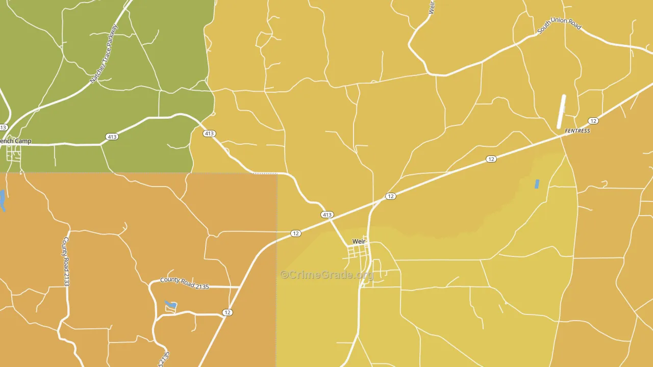 Weir, MS Map of Theft Rates