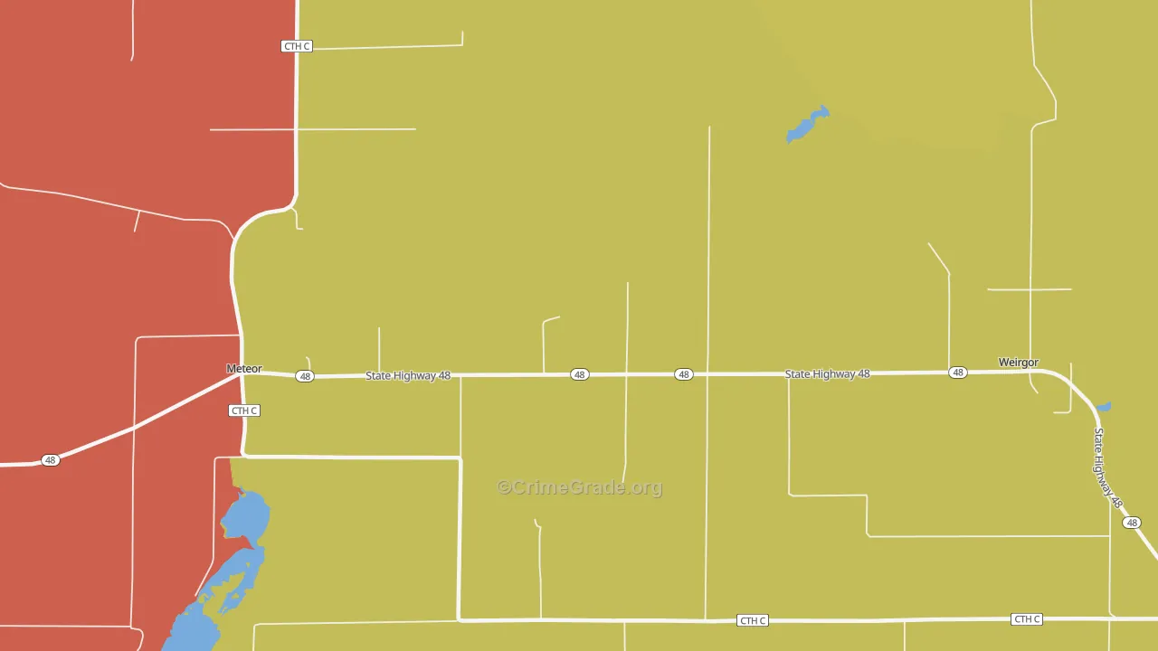 Weirgor, WI Map of Theft Rates