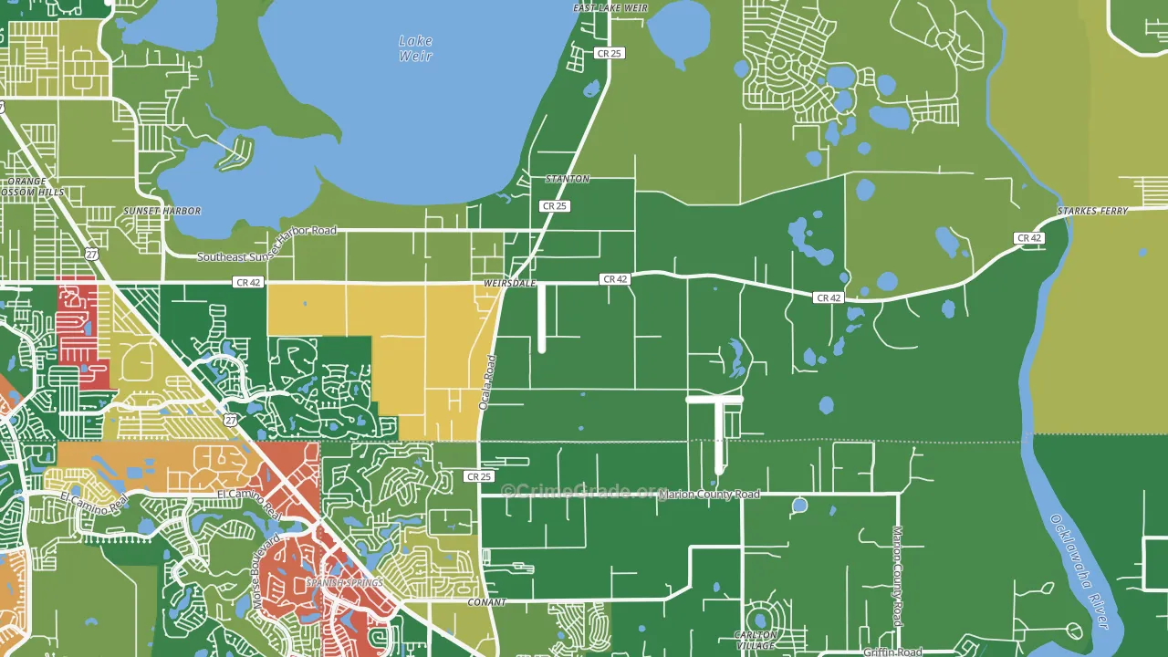 Weirsdale, FL Map of Theft Rates