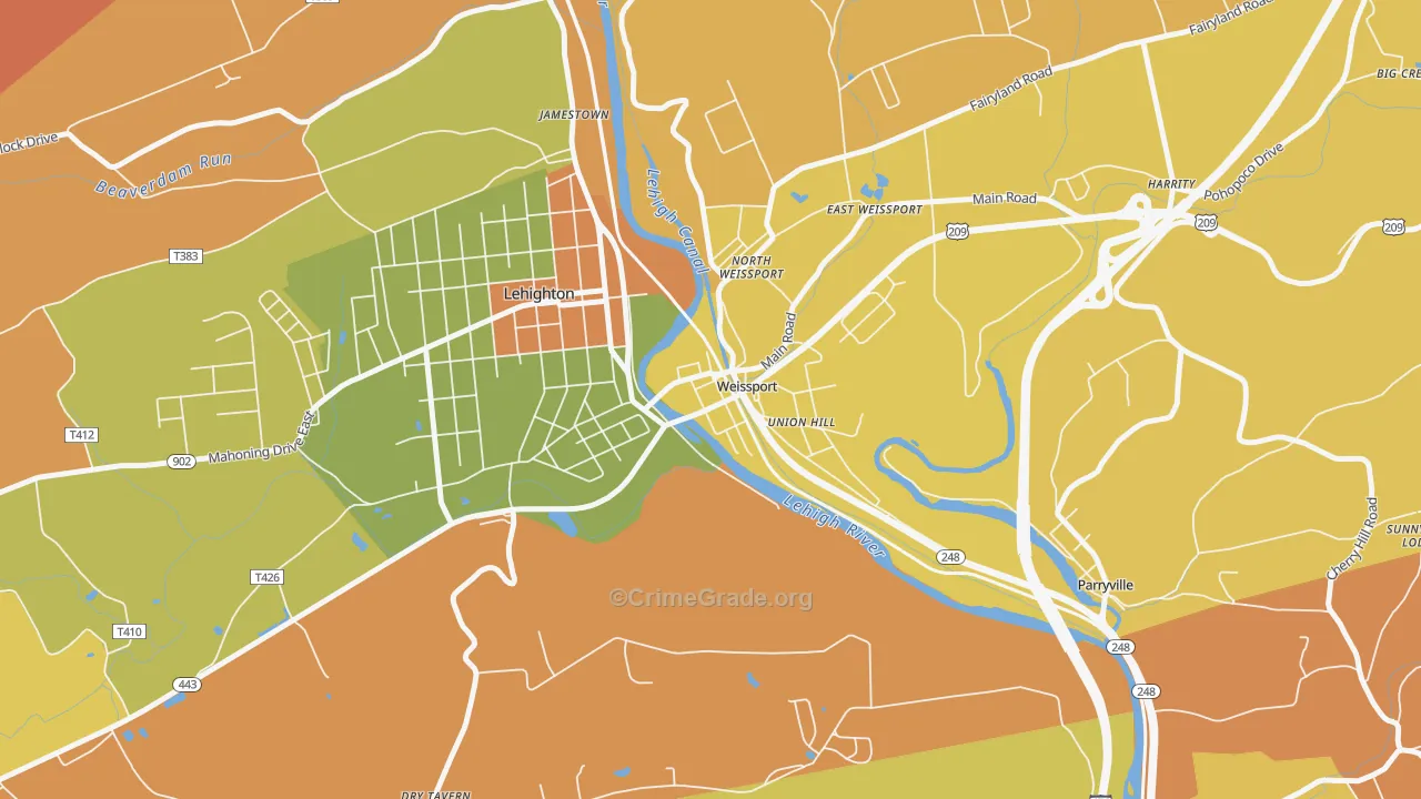Weissport, PA Map of Theft Rates
