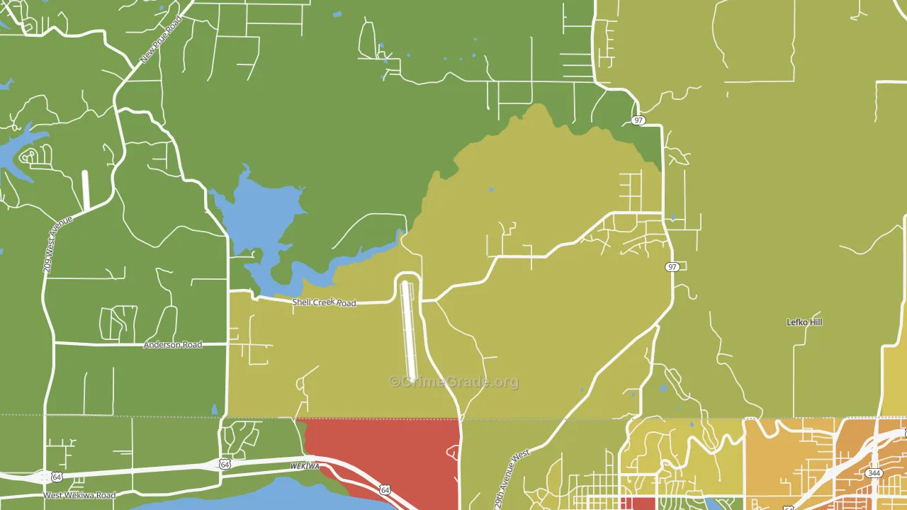Wekiwa, OK Map of Theft Rates