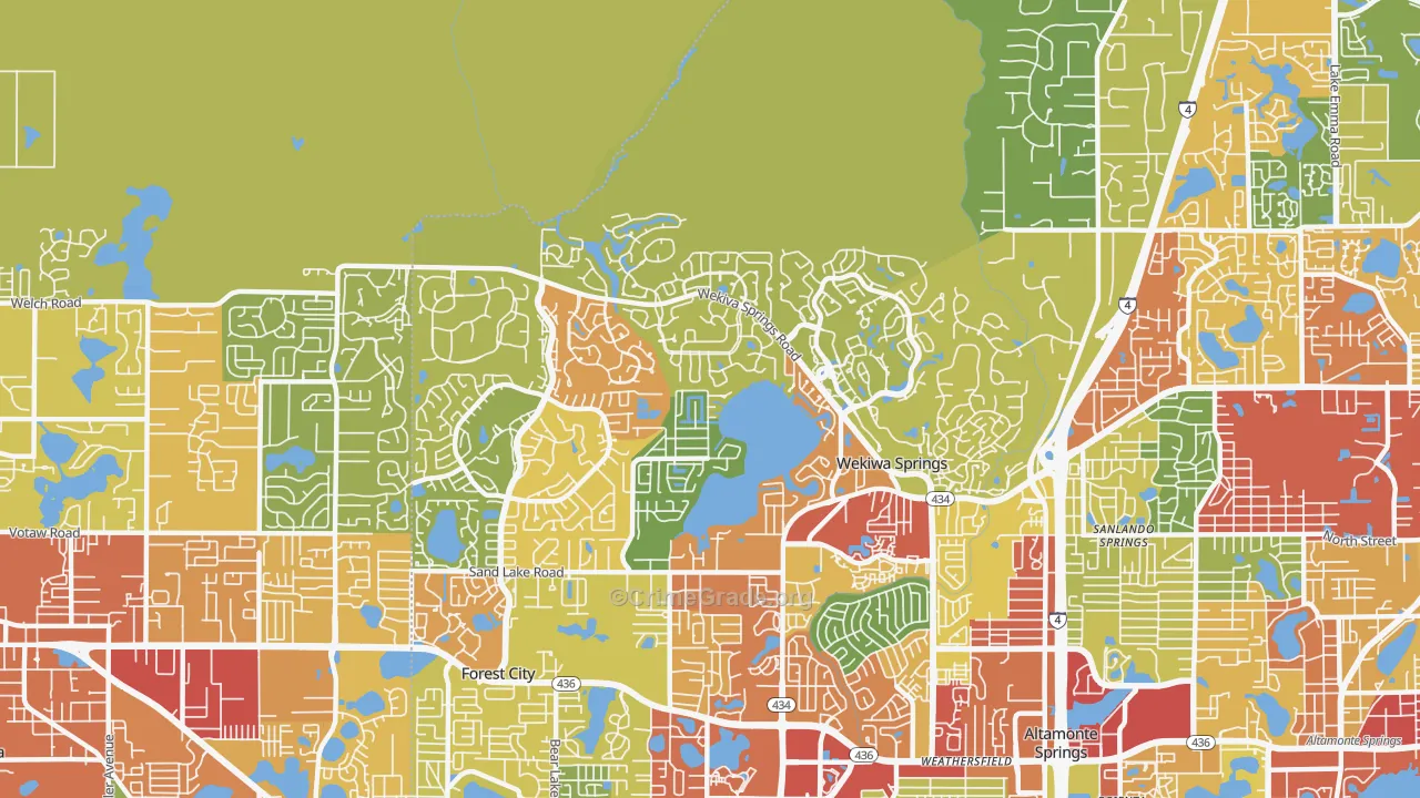 Wekiwa Springs, FL Map of Theft Rates