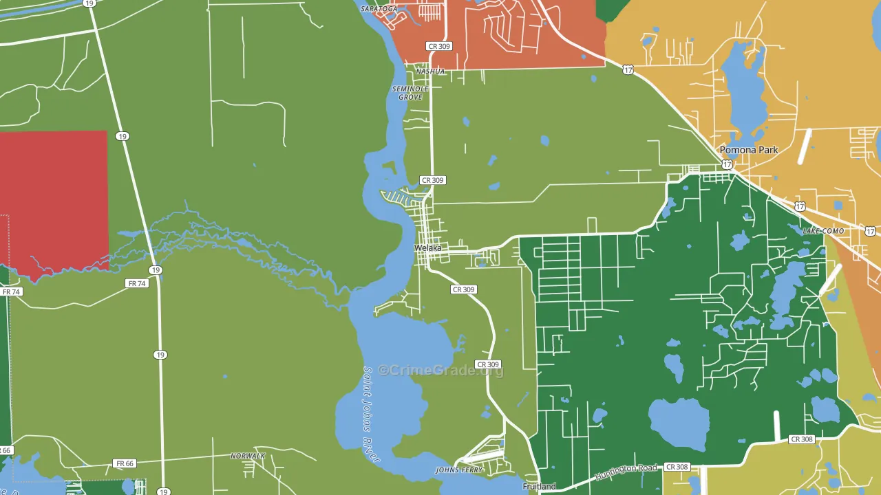 Welaka, FL Map of Theft Rates