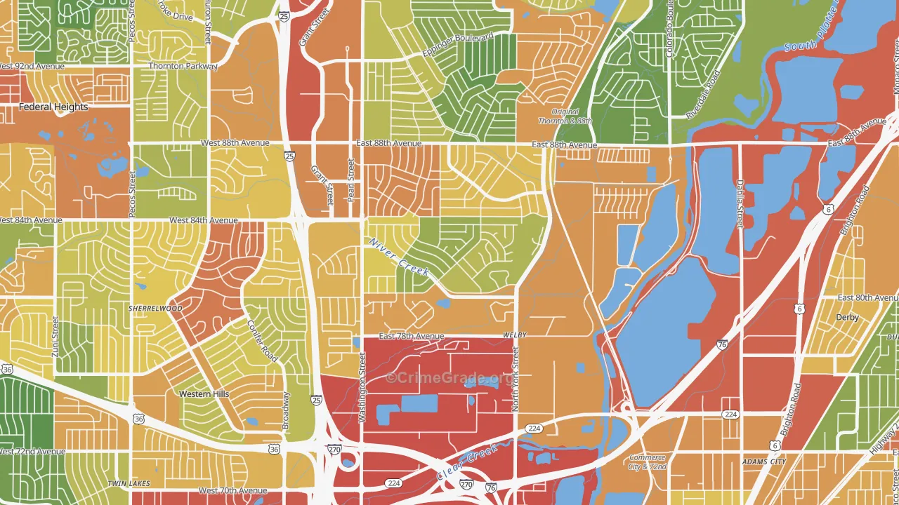 Welby, CO Map of Theft Rates