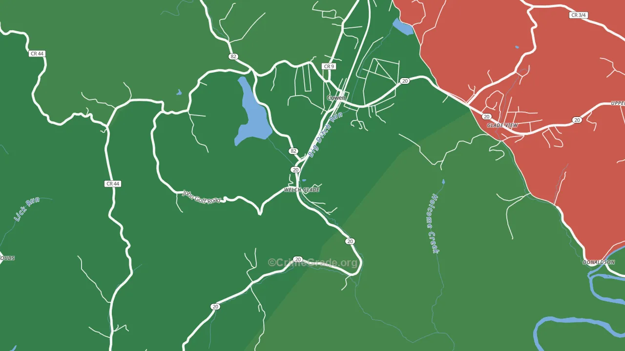 Welch Glade, WV Map of Theft Rates