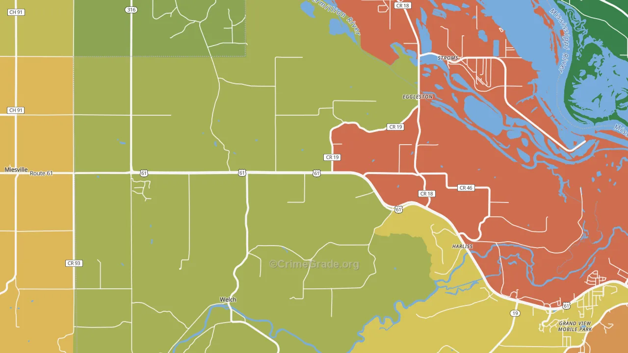 Welch, MN Map of Theft Rates