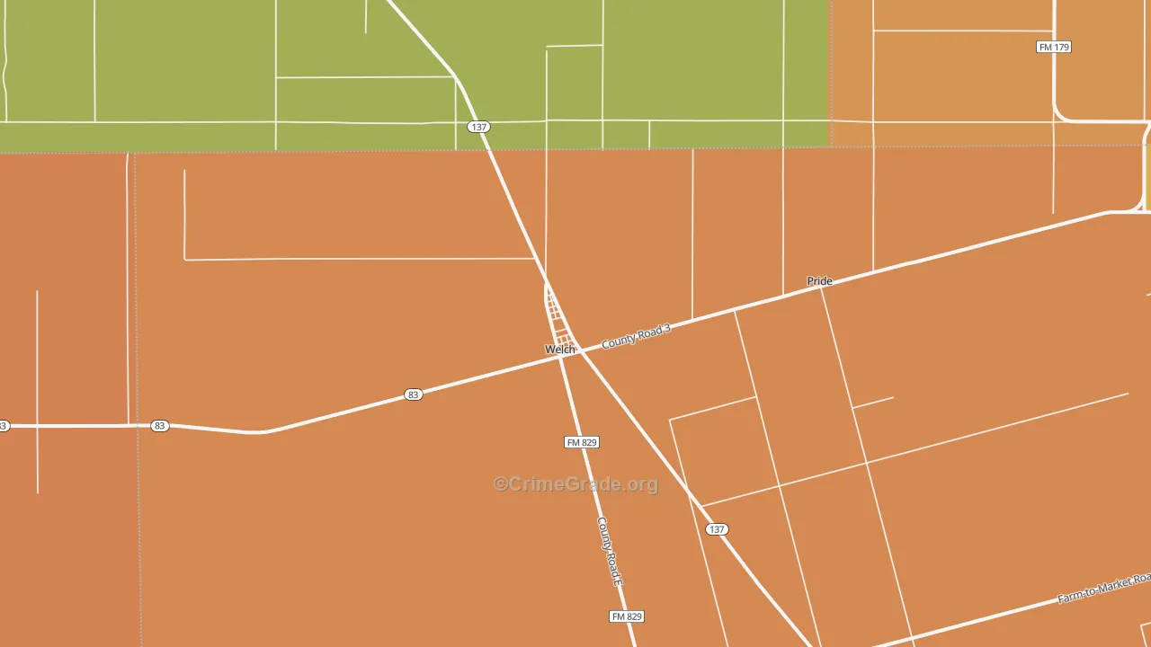 Welch, TX Map of Theft Rates