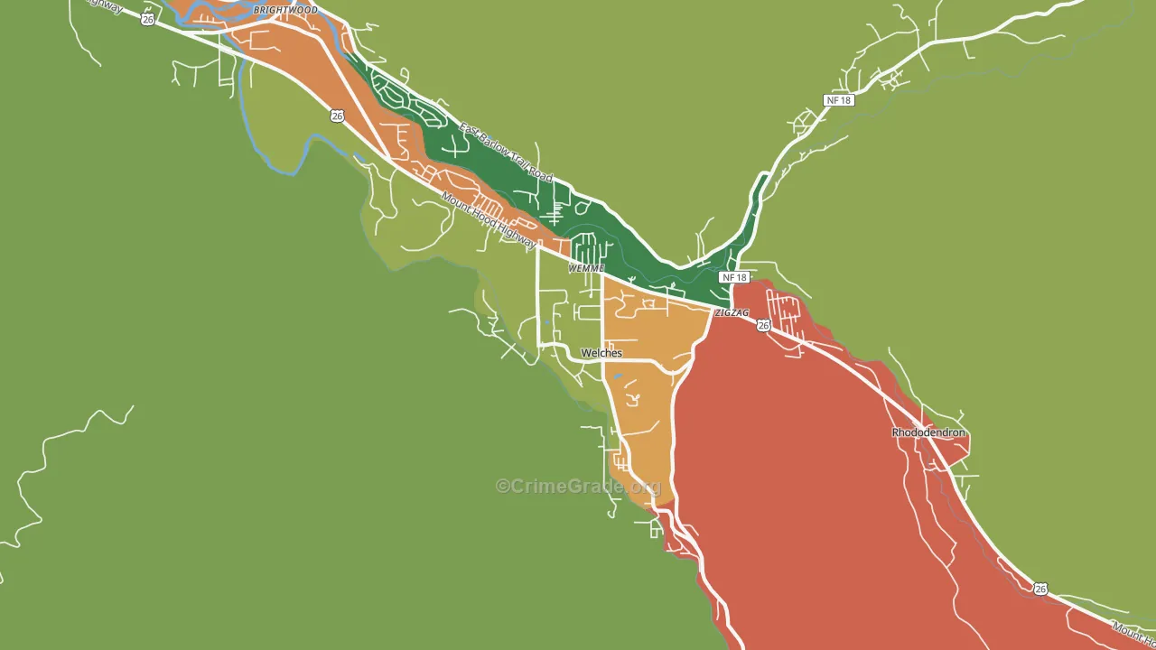 Welches, OR Map of Theft Rates