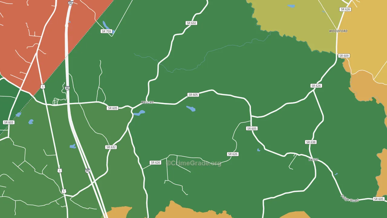 Welchs, VA Map of Theft Rates