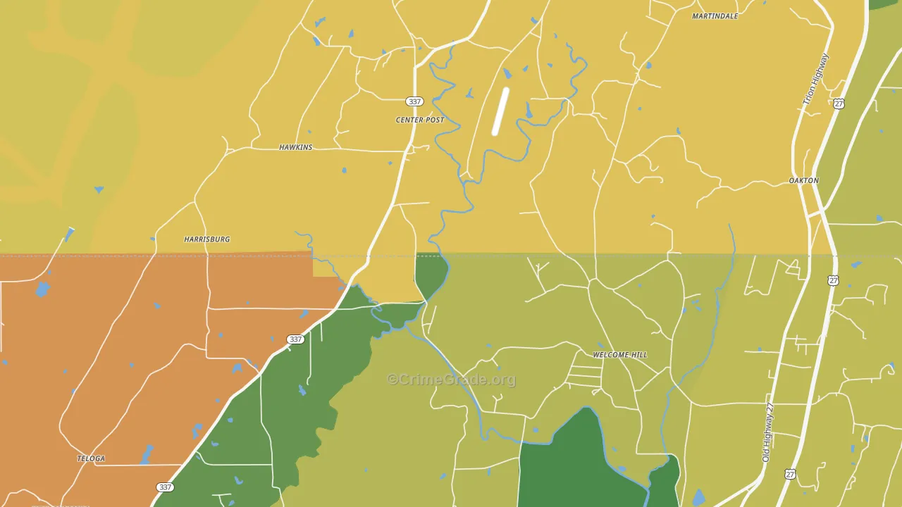Welcome Hill, GA Map of Theft Rates