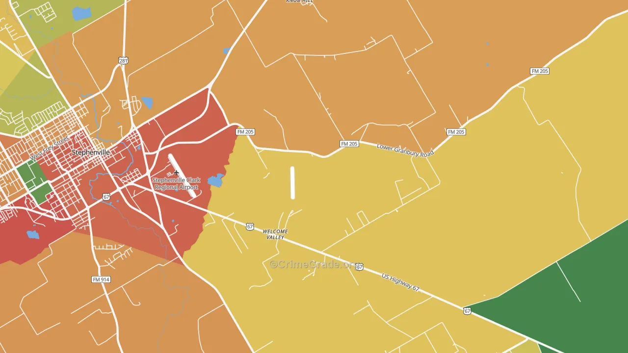 Welcome Valley, TX Map of Theft Rates