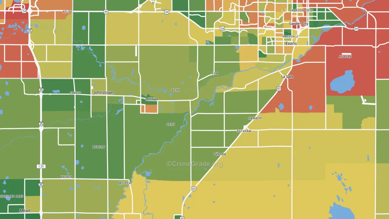 Weld County, CO Map of Theft Rates