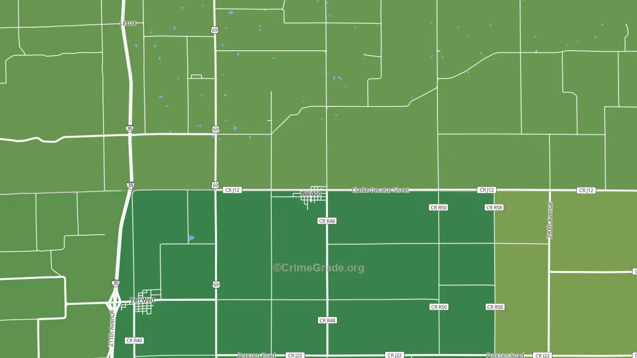 Weldon, IA Map of Theft Rates