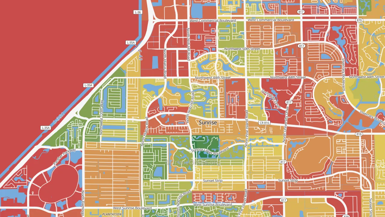 Welleby, Sunrise, FL Map of Theft Rates