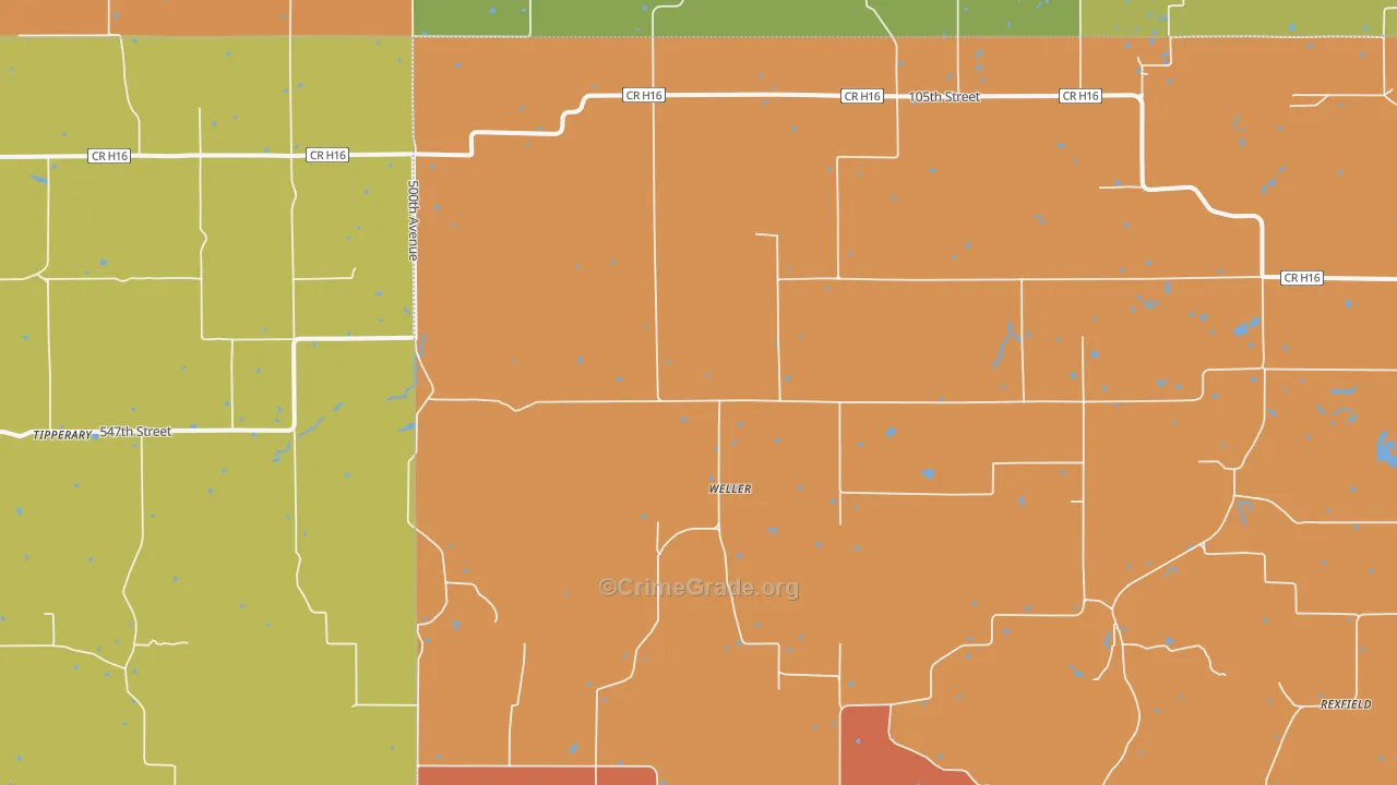 Weller, IA Map of Theft Rates