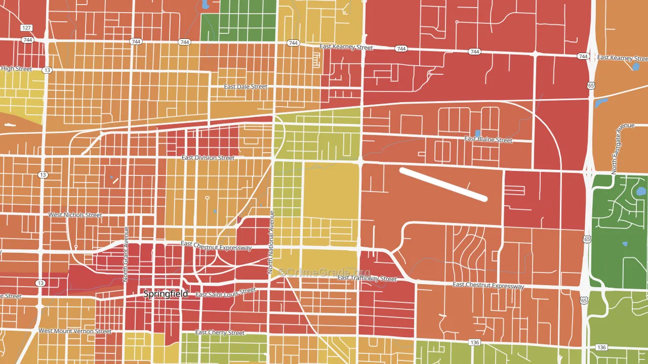 Weller, Springfield, MO Map of Theft Rates