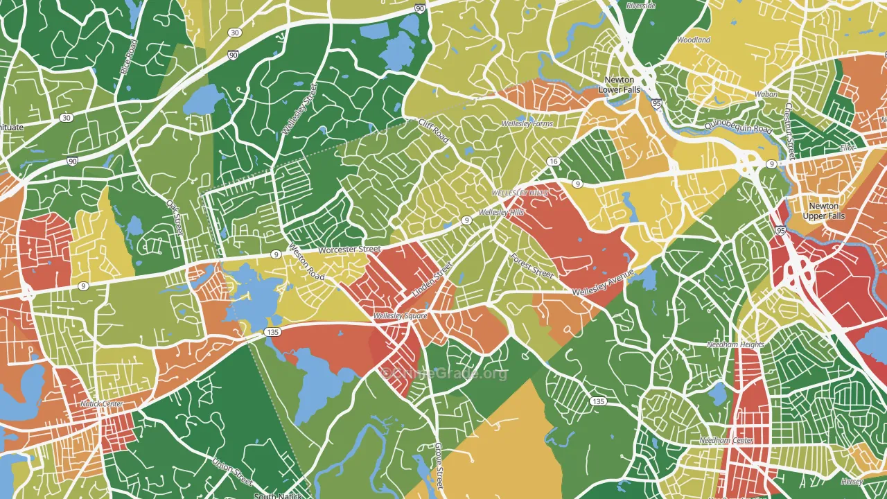 Wellesley, MA Map of Theft Rates