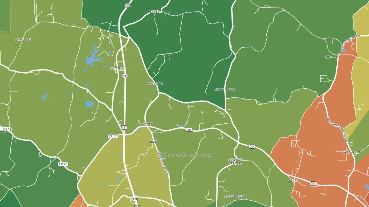 Wellington, AL Map of Theft Rates