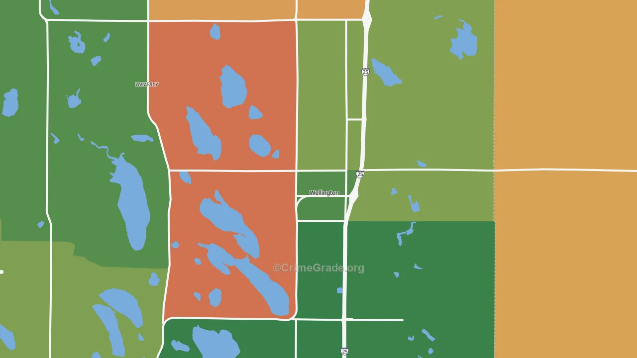 Wellington, CO Map of Theft Rates
