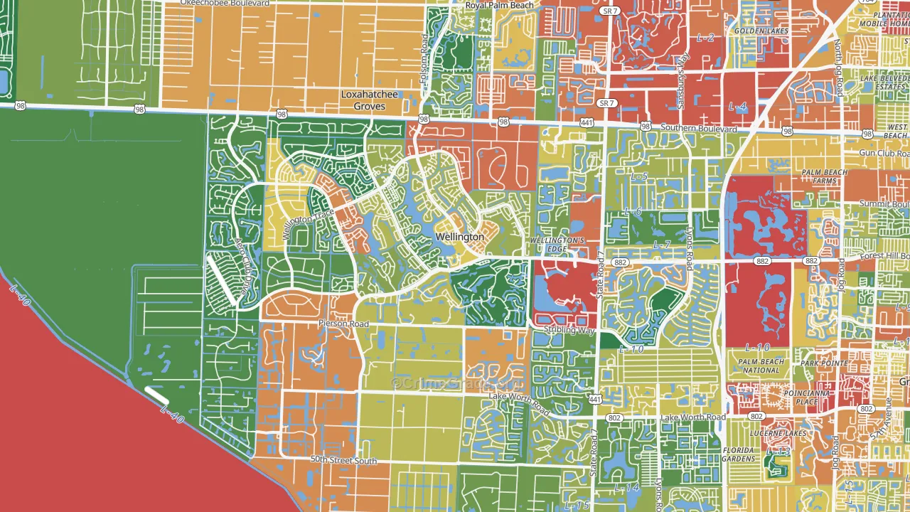 Wellington, FL Map of Theft Rates