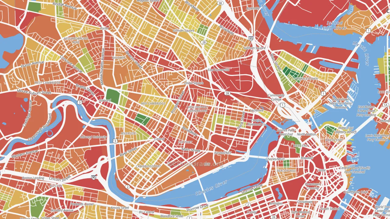 Wellington-Harrington, Cambridge, MA Map of Theft Rates