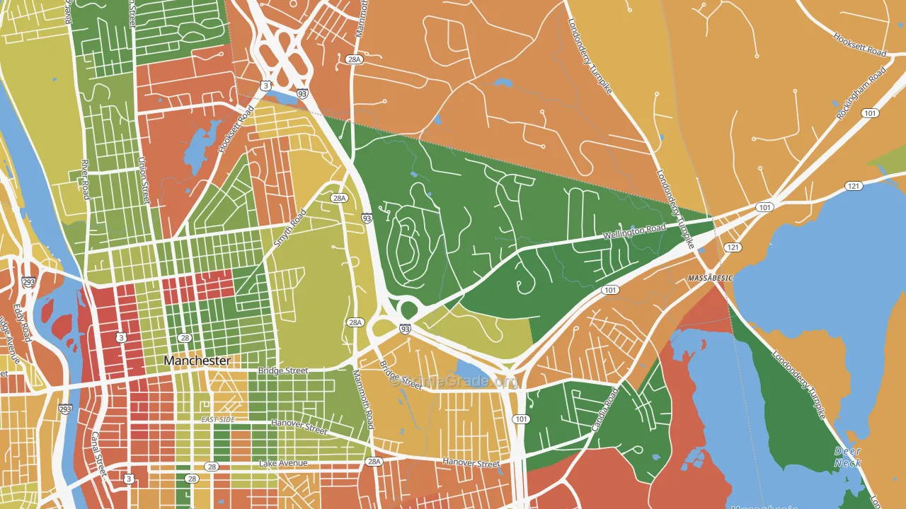 Wellington, Manchester, NH Map of Theft Rates