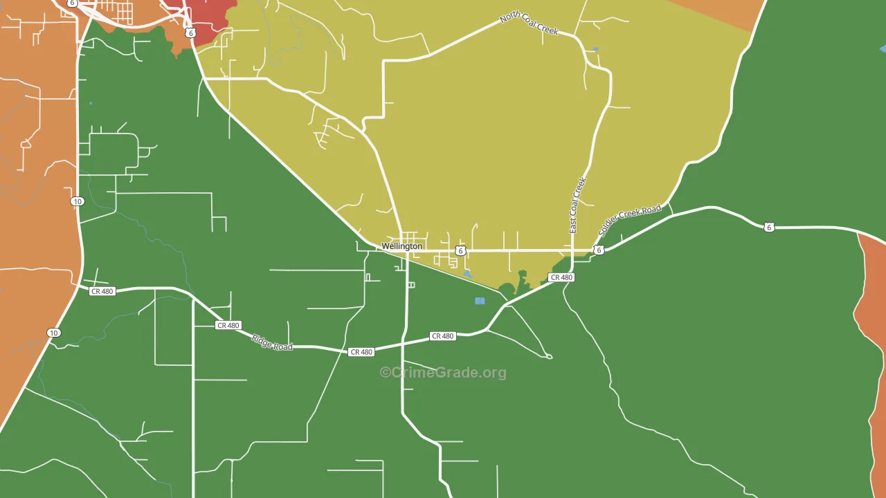 Wellington, UT Map of Theft Rates