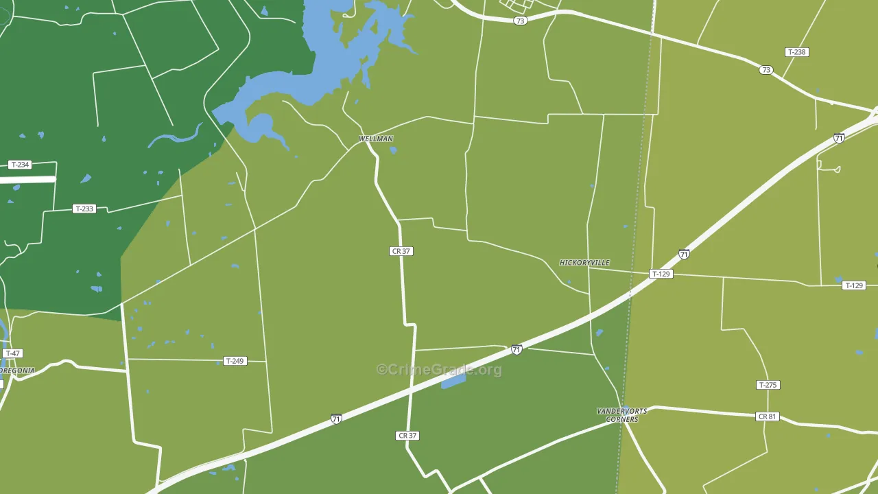 Wellman, OH Map of Theft Rates