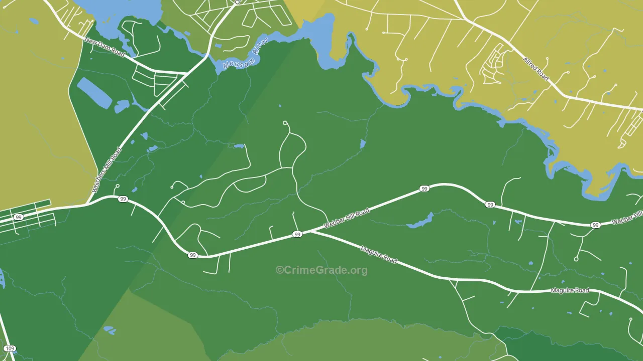 Wells Branch, ME Map of Theft Rates