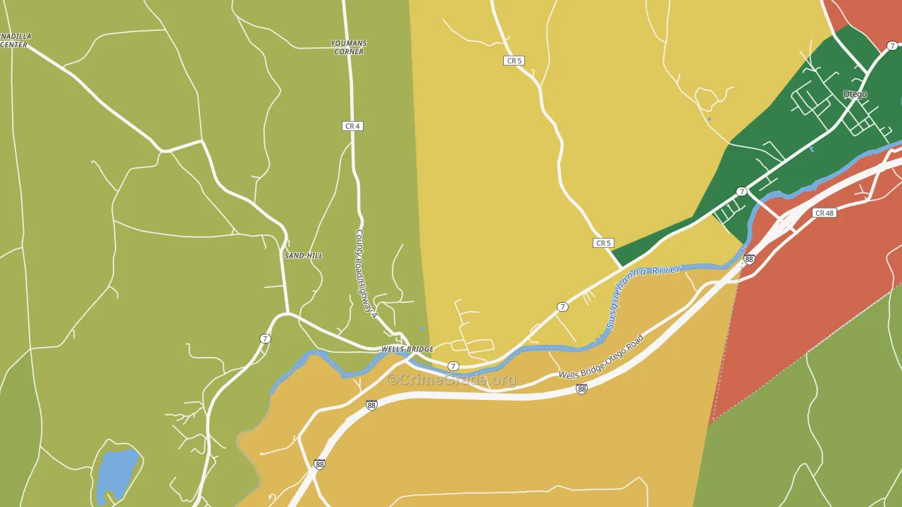 Wells Bridge, NY Map of Theft Rates