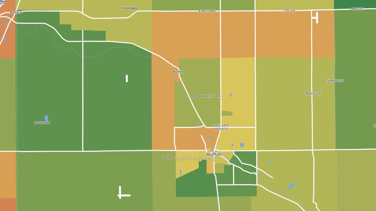 Wells County, IN Map of Theft Rates