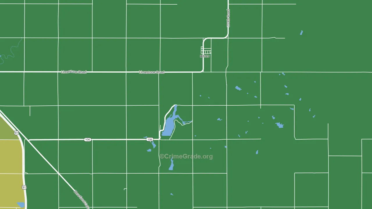 Wells, KS Map of Theft Rates