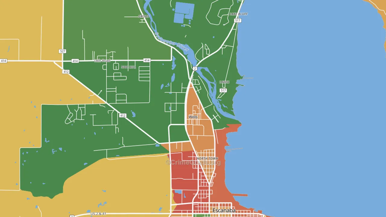 Wells, MI Map of Theft Rates