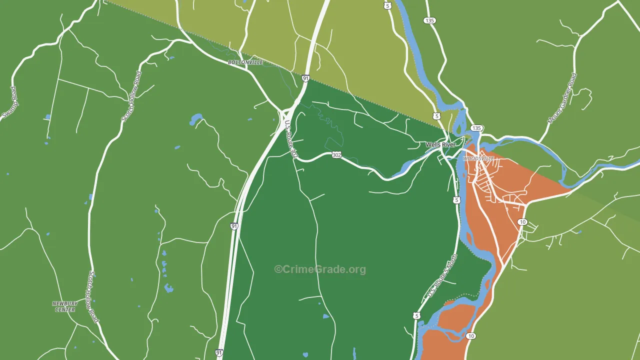 Wells River, VT Map of Theft Rates