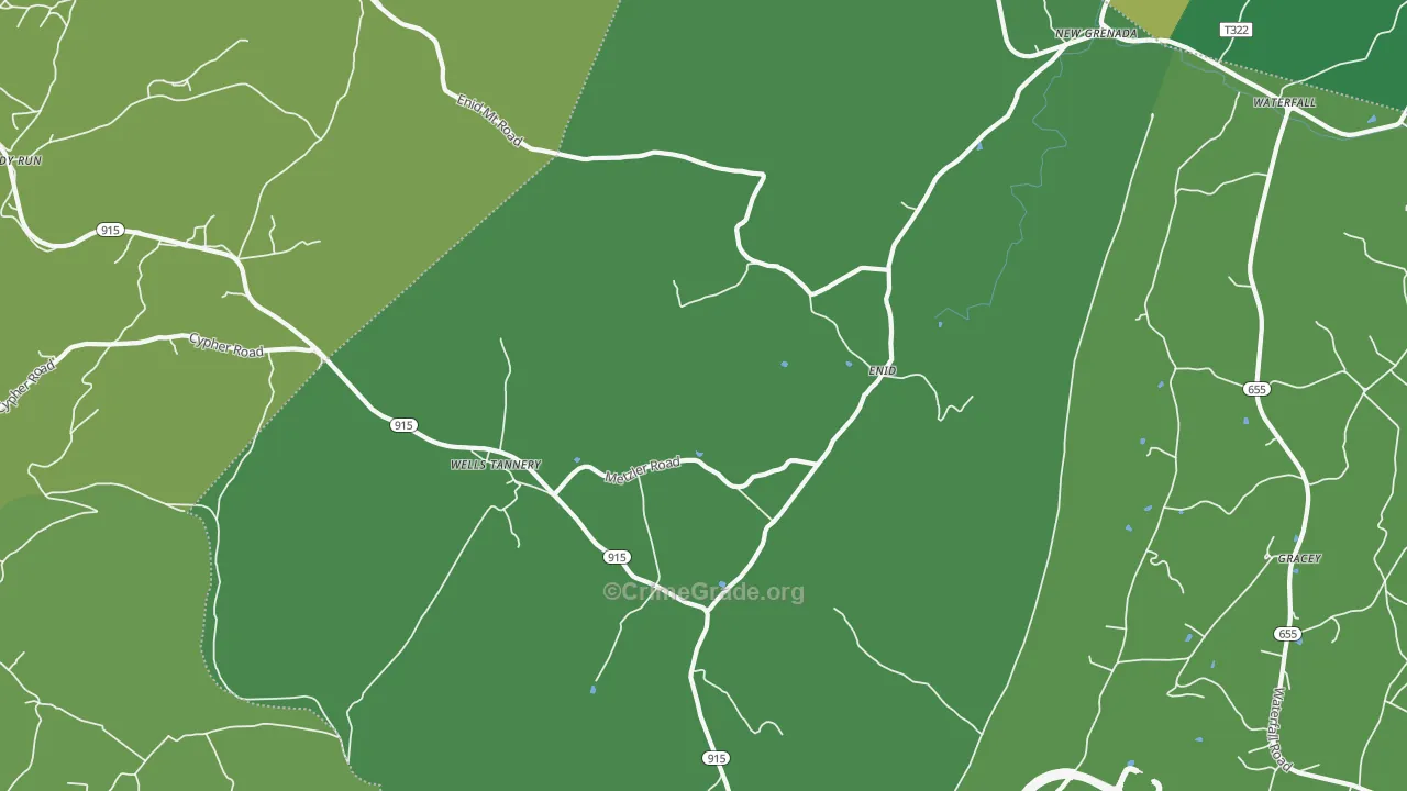 Wells Tannery, PA Map of Theft Rates