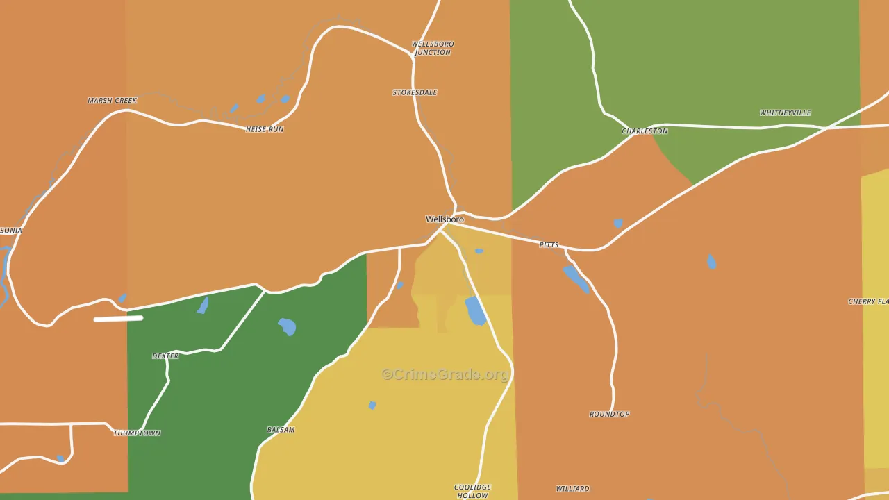 Wellsboro, PA Map of Theft Rates