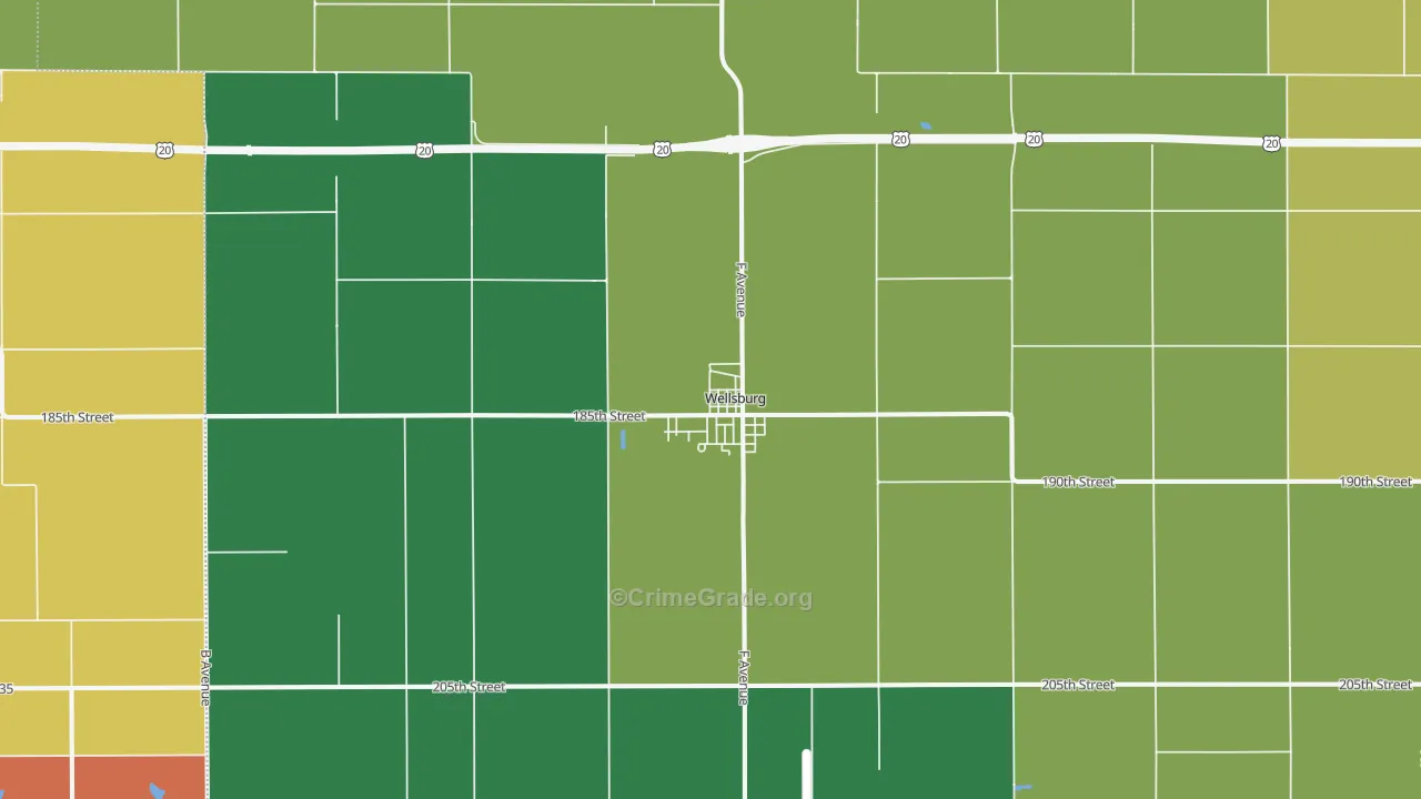 Wellsburg, IA Map of Theft Rates