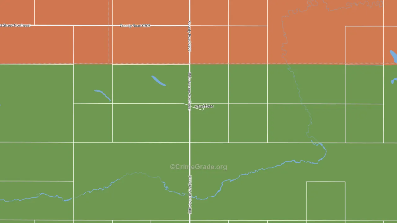 Wellsburg, ND Map of Theft Rates