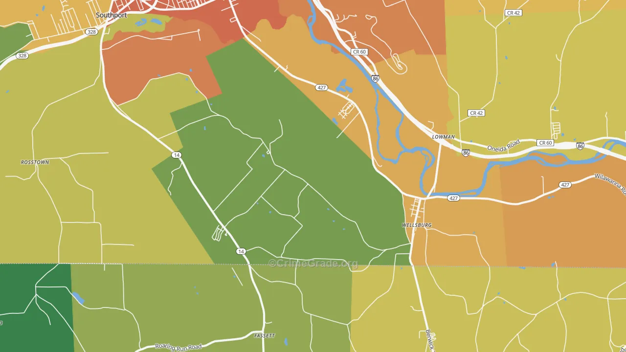 Wellsburg, NY Map of Theft Rates
