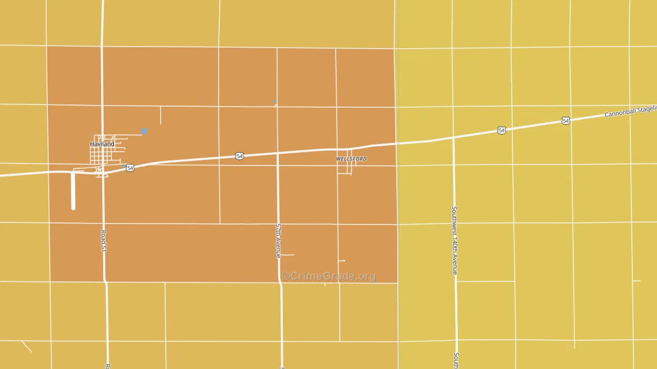 Wellsford, KS Map of Theft Rates