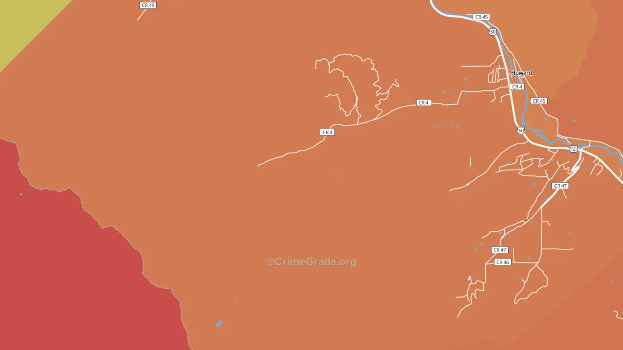 Wellsville, CO Map of Theft Rates
