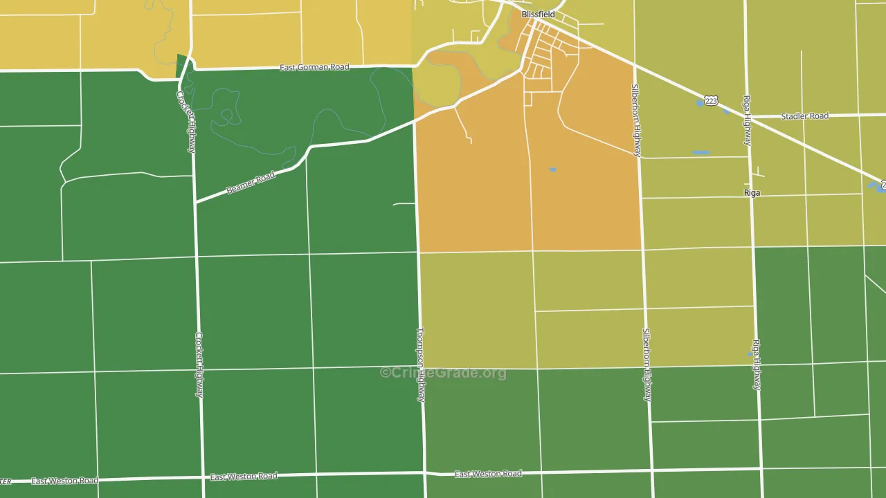 Wellsville, MI Map of Theft Rates