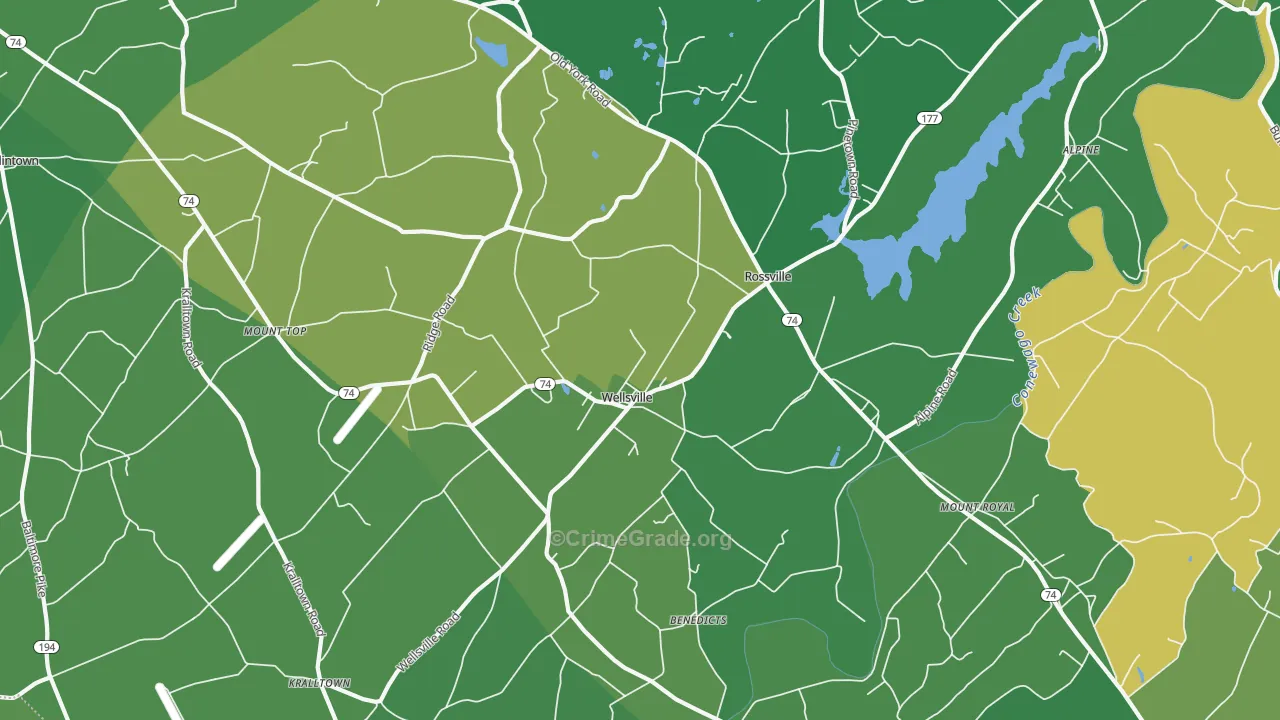Wellsville, PA Map of Theft Rates