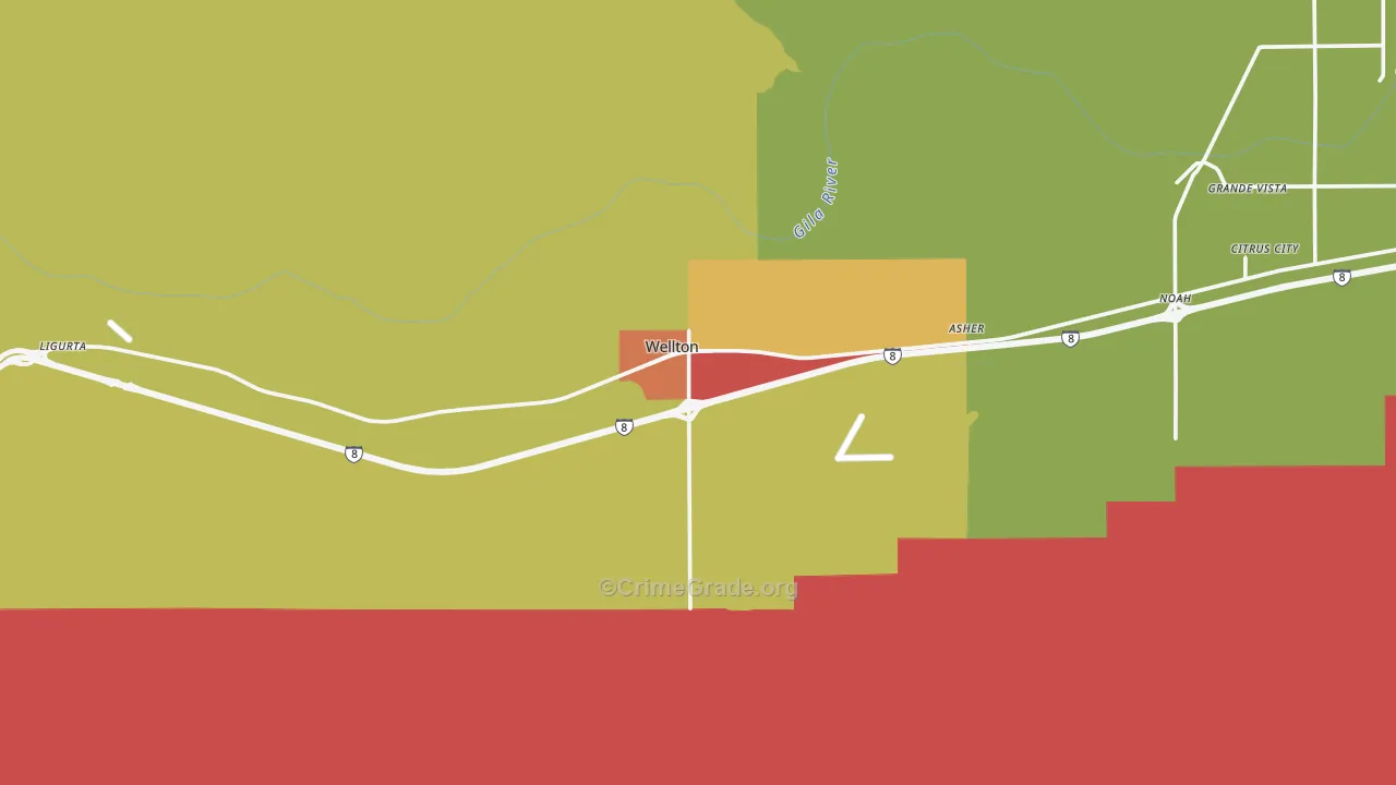 Wellton, AZ Map of Theft Rates