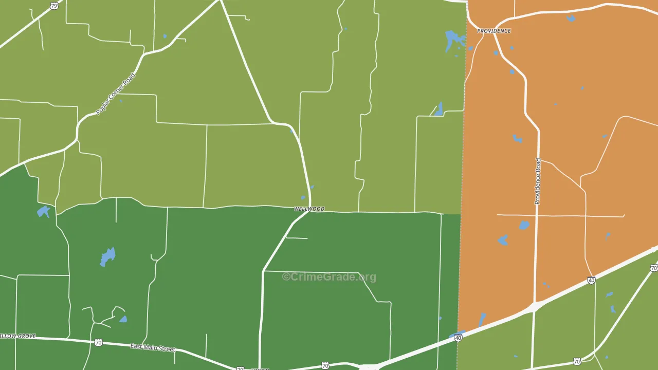 Wellwood, TN Map of Theft Rates